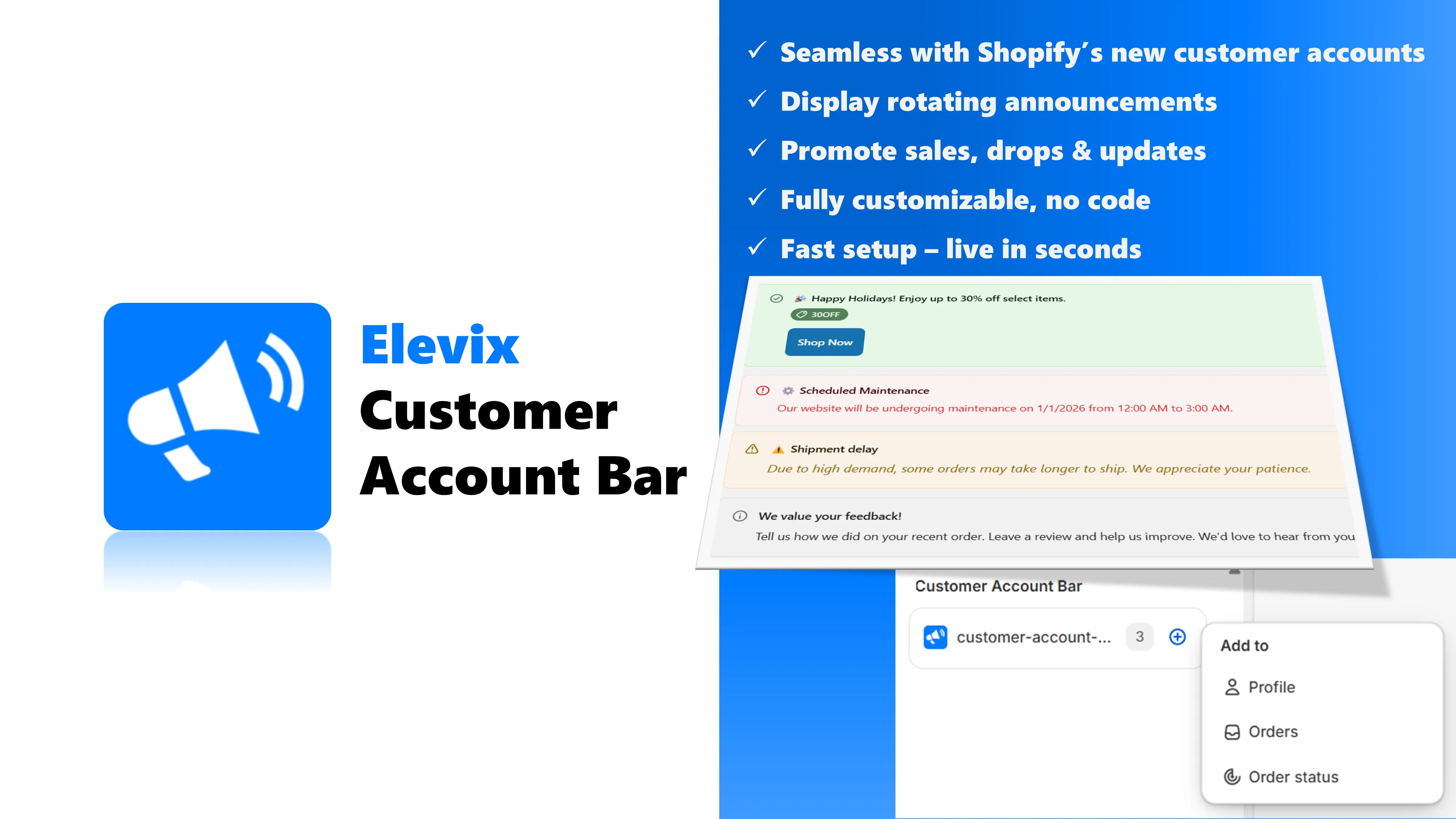 Elevix – Smart Announcement Bars for Shopify