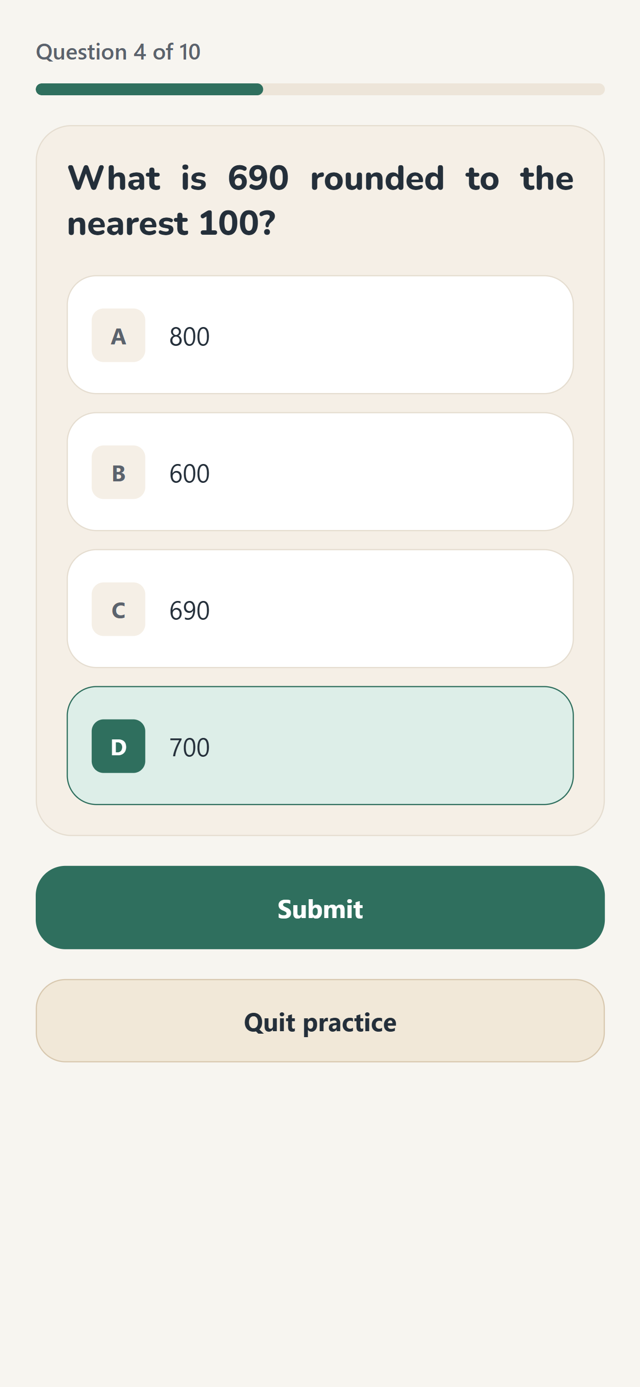 Sierra Math practice screen showing a multiple-choice question aligned to California math standards.